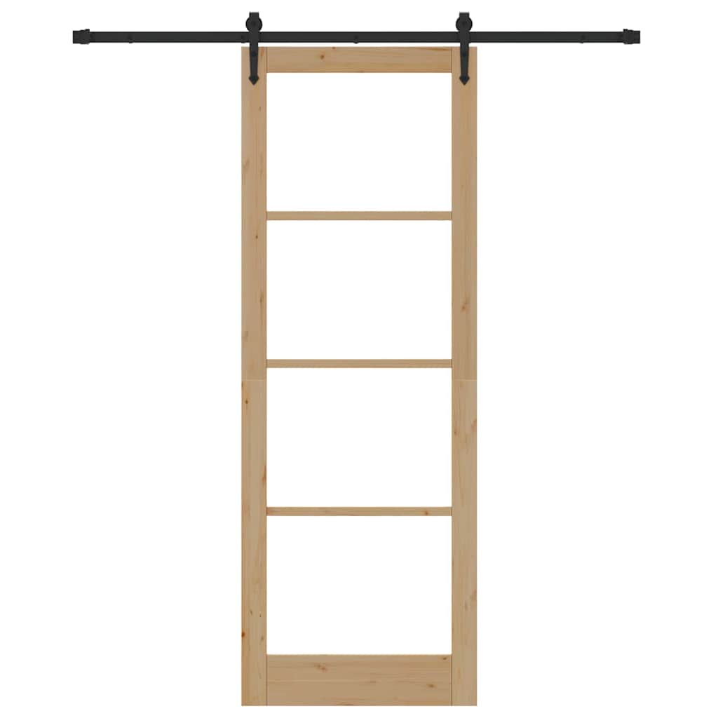 Set di porta scorrevole  con accessori 83x232 cm in legno massello di pino 3332393