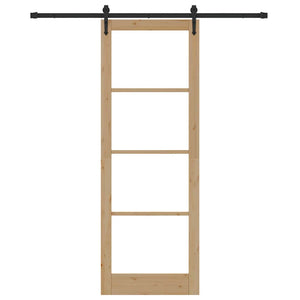 Set di porta scorrevole  con accessori 83x232 cm in legno massello di pino 3332393