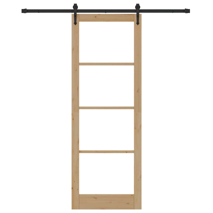 Set di porta scorrevole  con accessori 83x232 cm in legno massello di pino 3332393