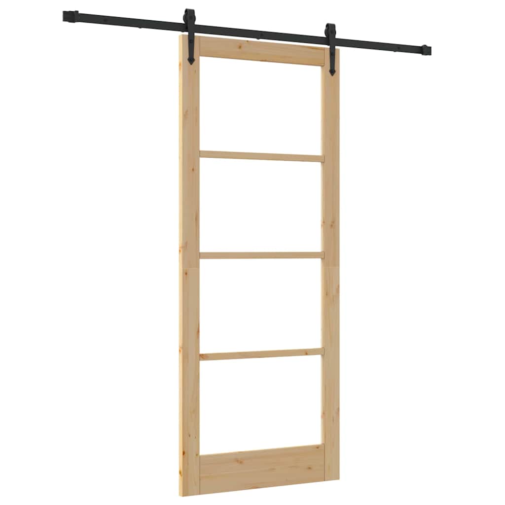 Porta scorrevole  con set di ferramenta 86x211 cm Legno massello di pino 3332397