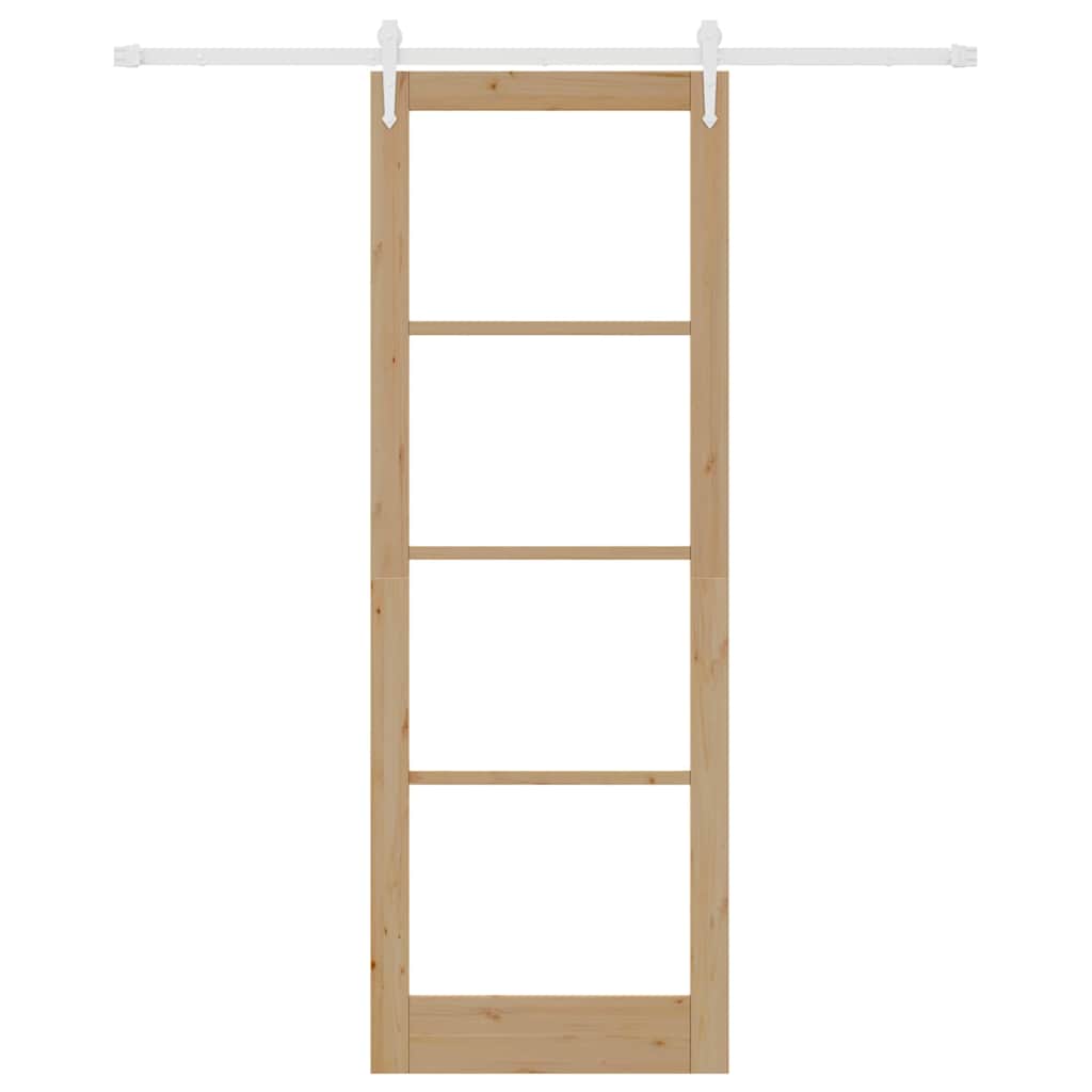 Porta Scorrevole con Set di Ferramenta 83x232 cm Legno Massello Pino 3332421