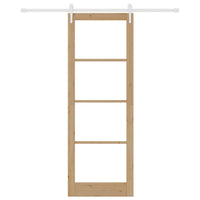 Porta Scorrevole con Set di Ferramenta 83x232 cm Legno Massello Pino 3332421