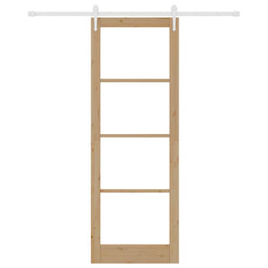 Porta Scorrevole con Set di Ferramenta 83x232 cm Legno Massello Pino 3332421