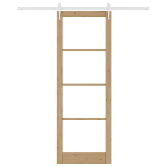 Porta Scorrevole con Set di Ferramenta 83x232 cm Legno Massello Pino 3332421