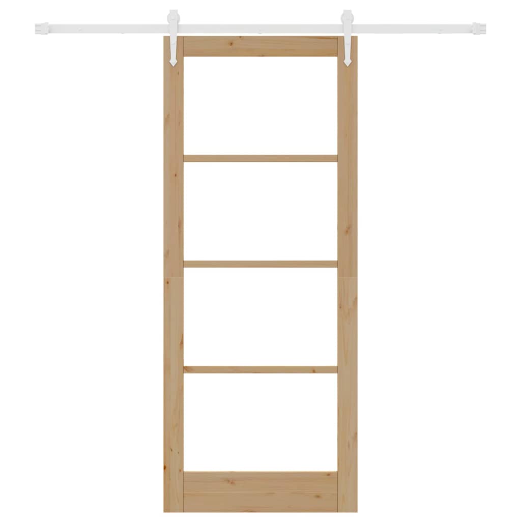 Set Porta Scorrevole  con Set di Hardware 86x211 cm Legno Massello di Pino 3332425