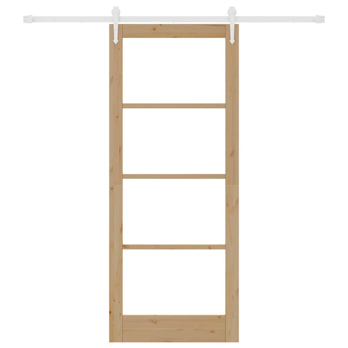 Set Porta Scorrevole  con Set di Hardware 86x211 cm Legno Massello di Pino 3332425