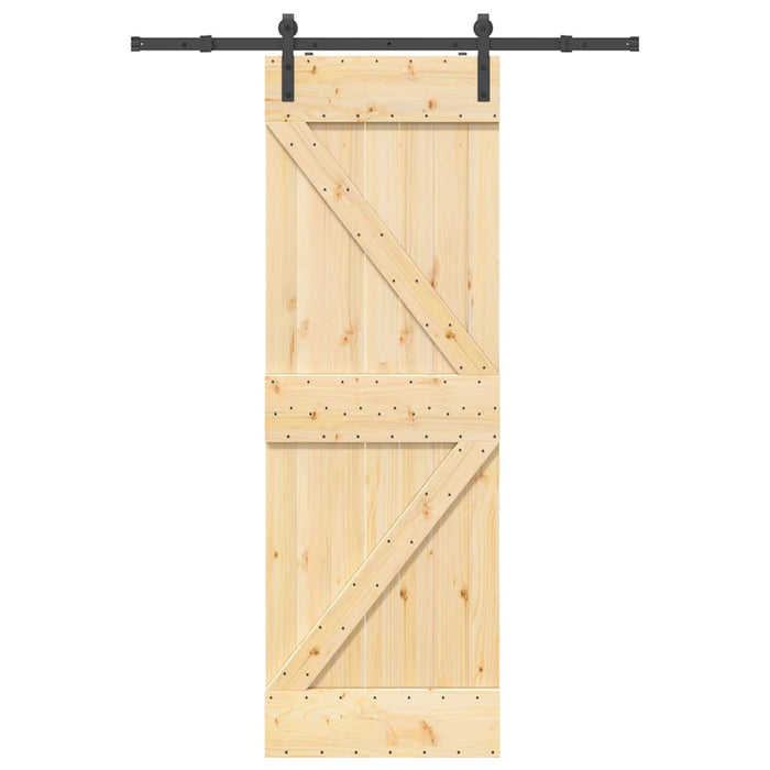 Porta Scorrevole con Set Hardware 70x210 cm Legno Massello Pino 3332604
