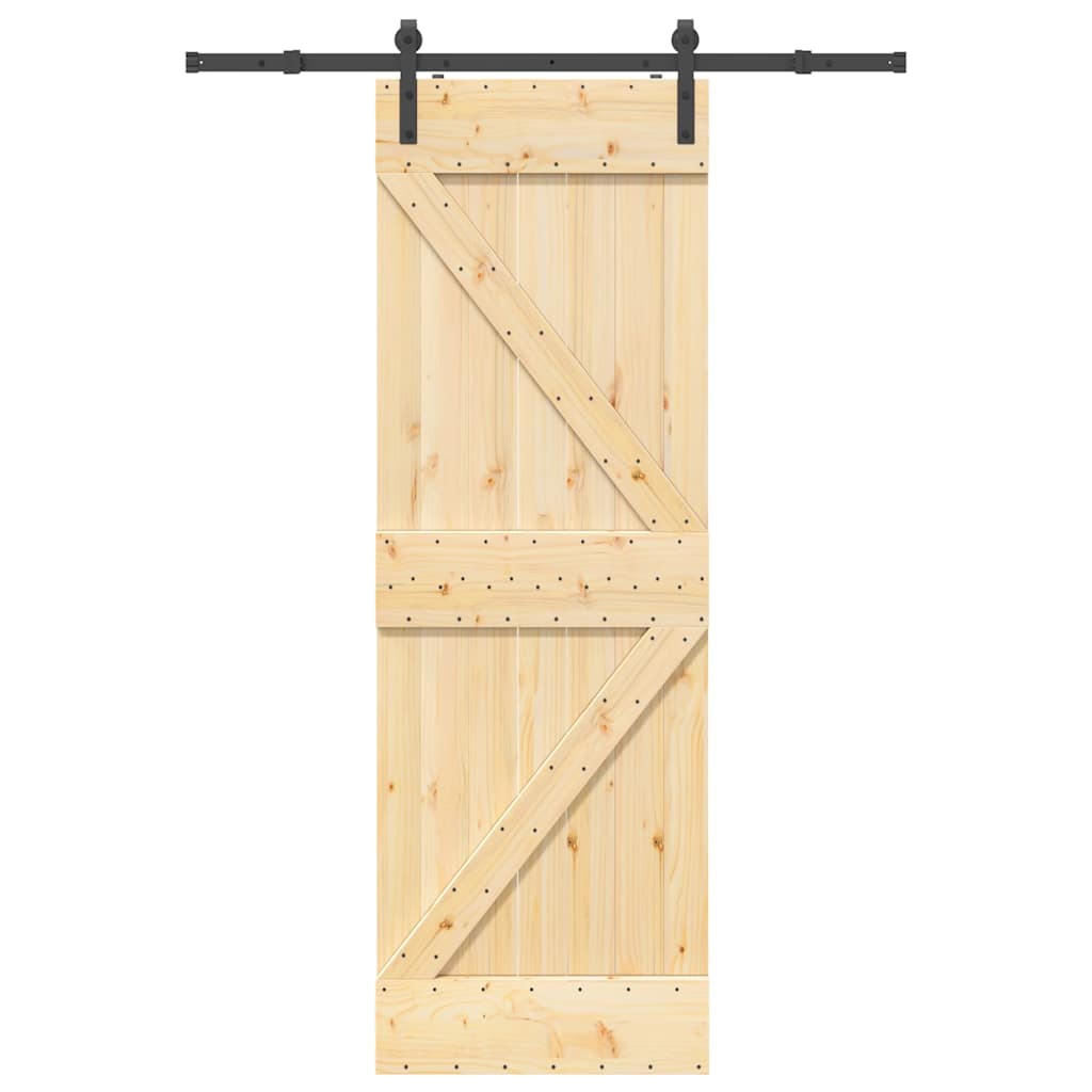 Porta Scorrevole con Set Hardware 70x210 cm Legno Massello Pino