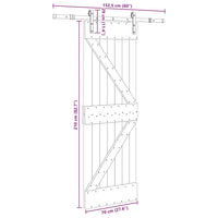 Porta Scorrevole con Set Hardware 70x210 cm Legno Massello Pino