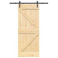 Porta Scorrevole con Set Hardware 85x210 cm Legno Massello Pino