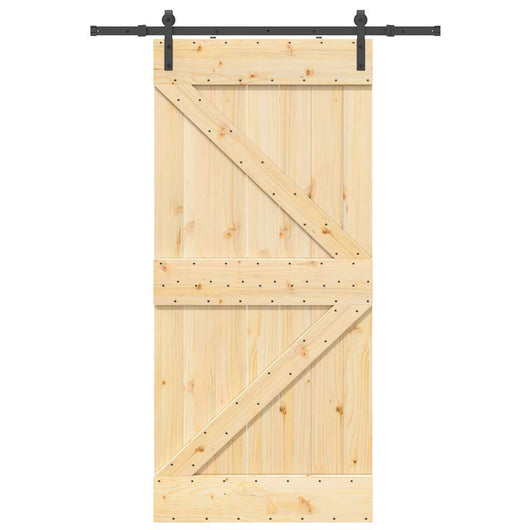 Porta Scorrevole con Set Hardware 96x210 cm Legno Massello Pino 3332606
