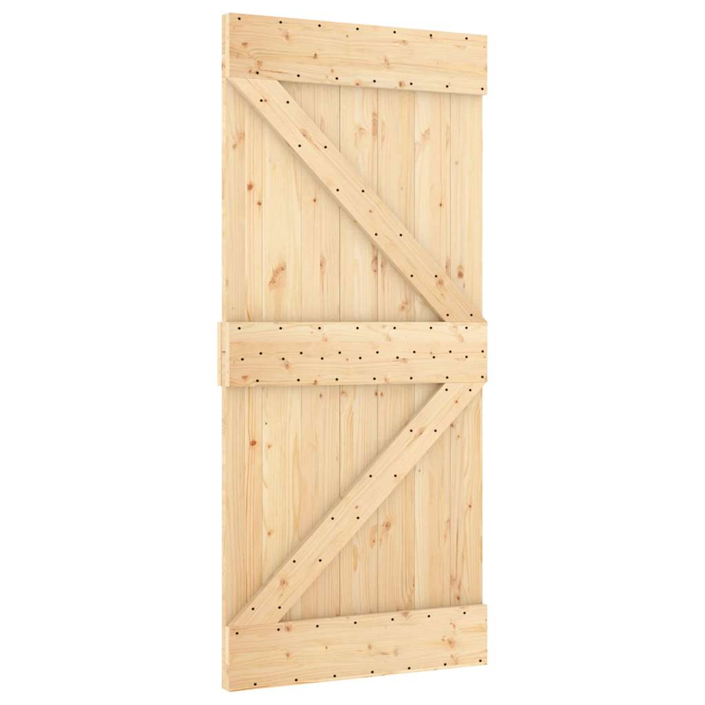 Porta Scorrevole con Set Hardware 96x210 cm Legno Massello Pino 3332606