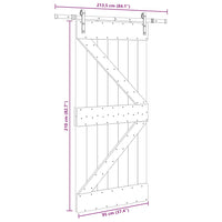 Porta Scorrevole con Set Hardware 96x210 cm Legno Massello Pino 3332606