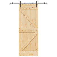 Porta Scorrevole con Set Hardware 80x210 cm Legno Massello Pino