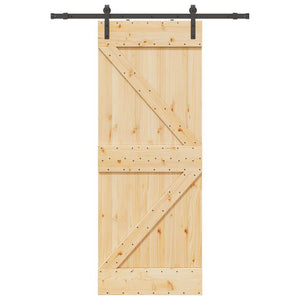 Porta Scorrevole con Set Hardware 80x210 cm Legno Massello Pino
