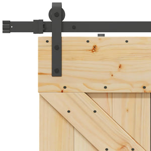 Porta Scorrevole con Set Hardware 80x210 cm Legno Massello Pino