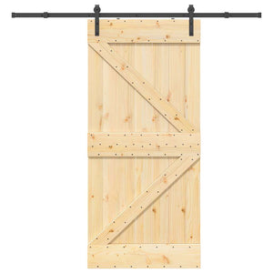Porta Scorrevole con Set Hardware 95x210 cm Legno Massello Pino 3332612