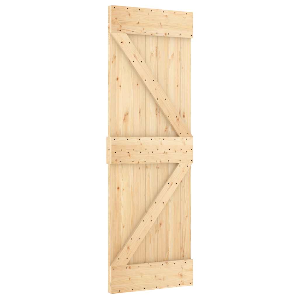 Porta Scorrevole con Set Hardware 95x210 cm Legno Massello Pino 3332612