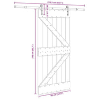 Porta Scorrevole con Set Hardware 95x210 cm Legno Massello Pino 3332612