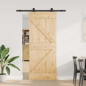 vidaXL Porta Scorrevole con Set Hardware 85x210 cm Legno Massello Pino