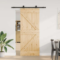 Porta Scorrevole con Set Hardware 85x210 cm Legno Massello Pino 3332617
