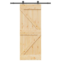 Porta Scorrevole con Set Hardware 80x210 cm Legno Massello Pino