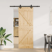 Porta Scorrevole con Set Hardware 70x210 cm Legno Massello Pino 3332628