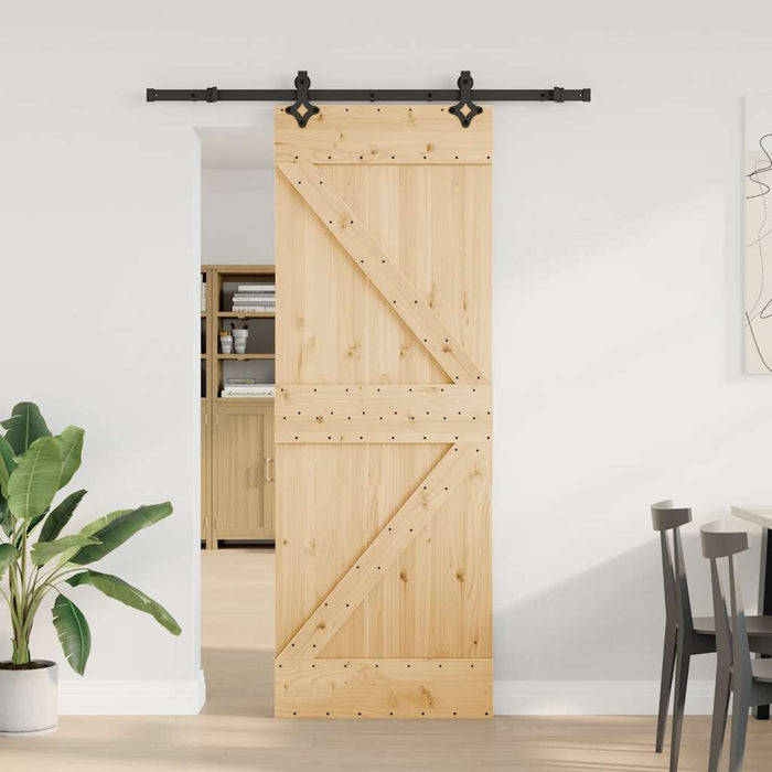 Porta Scorrevole con Set Hardware 70x210 cm Legno Massello Pino 3332628