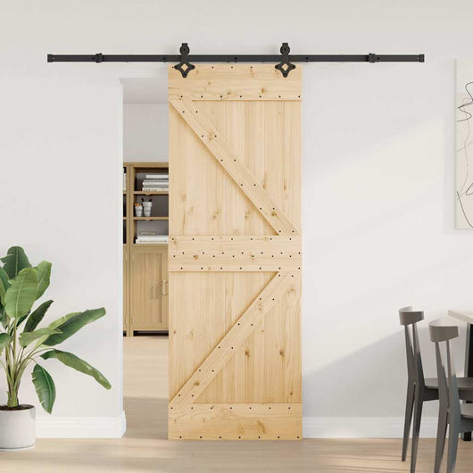 vidaXL Porta Scorrevole con Set Hardware 70x210 cm Legno Massello Pino