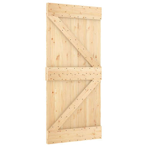 Porta Scorrevole con Set Hardware 95x210 cm Legno Massello Pino 3332636