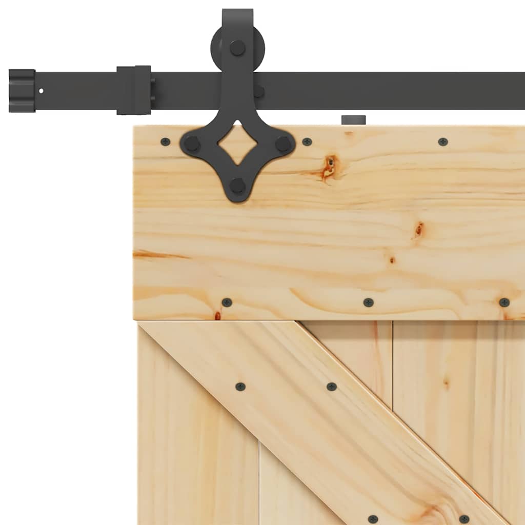 Porta Scorrevole con Set Hardware 80x210 cm Legno Massello Pino 3332637