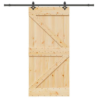 Porta Scorrevole con Set Hardware 90x210 cm Legno Massello Pino 3332638