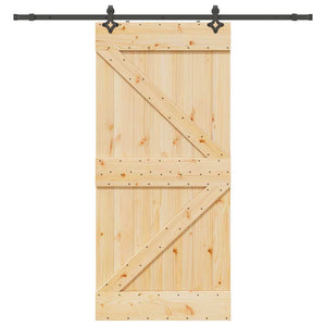 Porta Scorrevole con Set Hardware 90x210 cm Legno Massello Pino 3332638