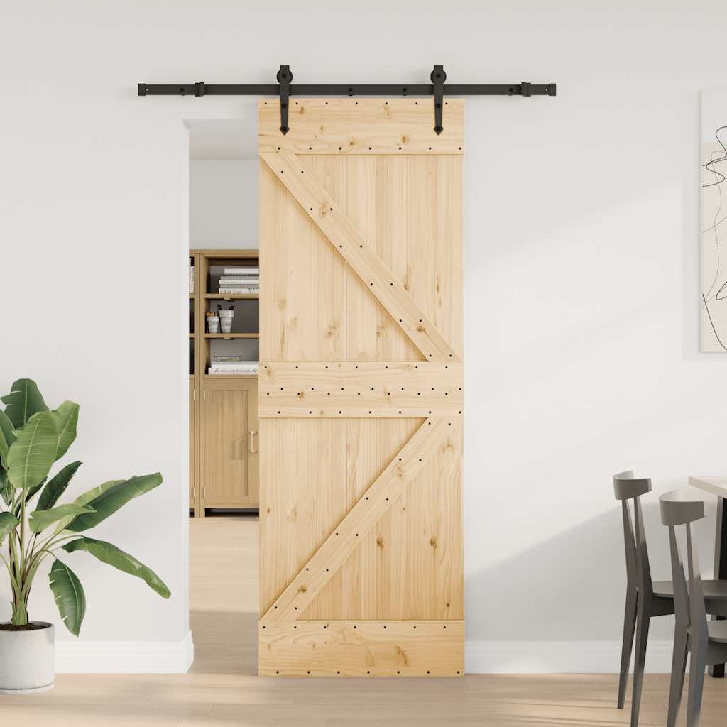 Porta Scorrevole con Set Hardware 70x210 cm Legno Massello Pino 3332640