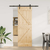 vidaXL Porta Scorrevole con Set Hardware 70x210 cm Legno Massello Pino