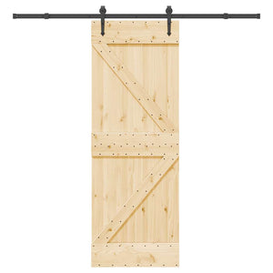 Porta Scorrevole con Set Hardware 70x210 cm Legno Massello Pino 3332646