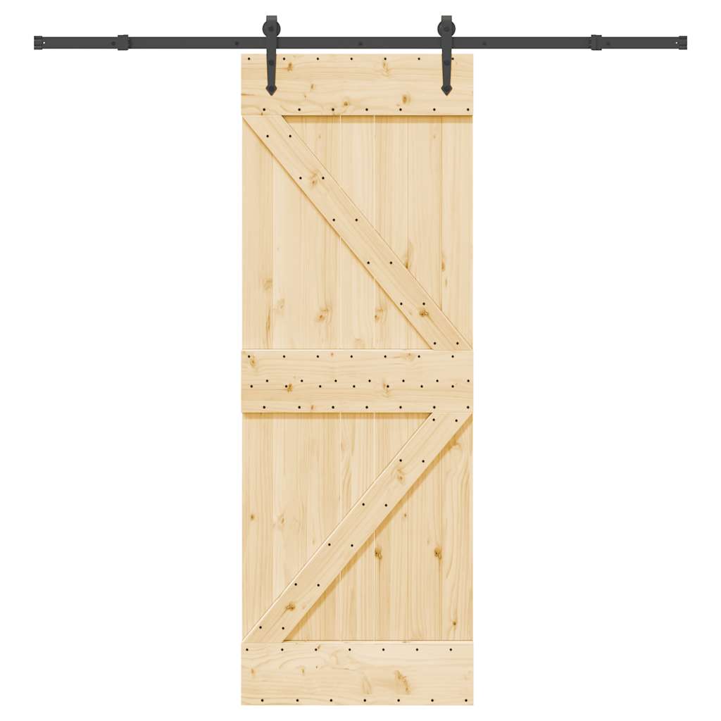 Porta Scorrevole con Set Hardware 70x210 cm Legno Massello Pino