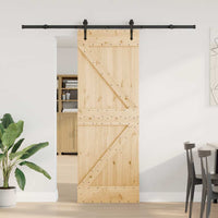 Porta Scorrevole con Set Hardware 70x210 cm Legno Massello Pino 3332646