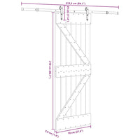 Porta Scorrevole con Set Hardware 70x210 cm Legno Massello Pino