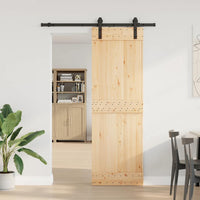 Porta Scorrevole con Set Hardware 70x210 cm Legno Massello Pino 3332652