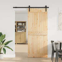 Porta Scorrevole con Set Hardware 85x210 cm Legno Massello Pino 3332654