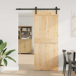 vidaXL Porta Scorrevole con Set Hardware 85x210 cm Legno Massello Pino