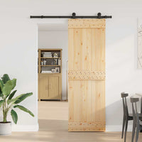 Porta Scorrevole con Set Hardware 70x210 cm Legno Massello Pino 3332664