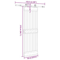 Porta Scorrevole con Set Hardware 70x210 cm Legno Massello Pino