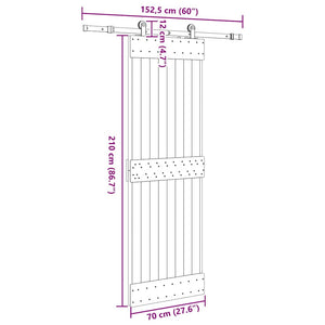 Porta Scorrevole con Set Hardware 70x210 cm Legno Massello Pino 3332664