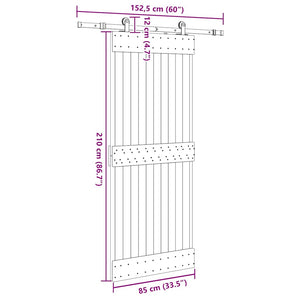 Porta Scorrevole con Set Hardware 85x210 cm Legno Massello Pino 3332666