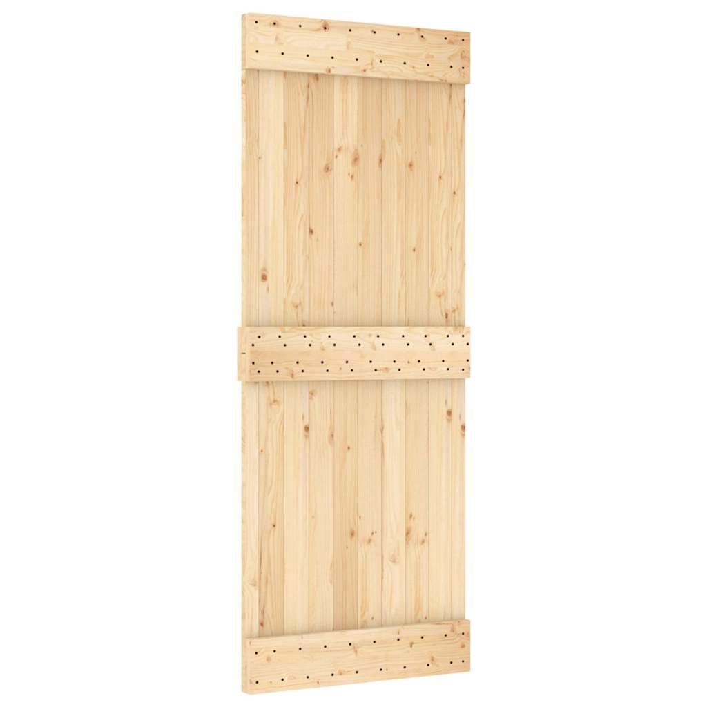Porta Scorrevole con Set Hardware 80x210 cm Legno Massello Pino 3332677