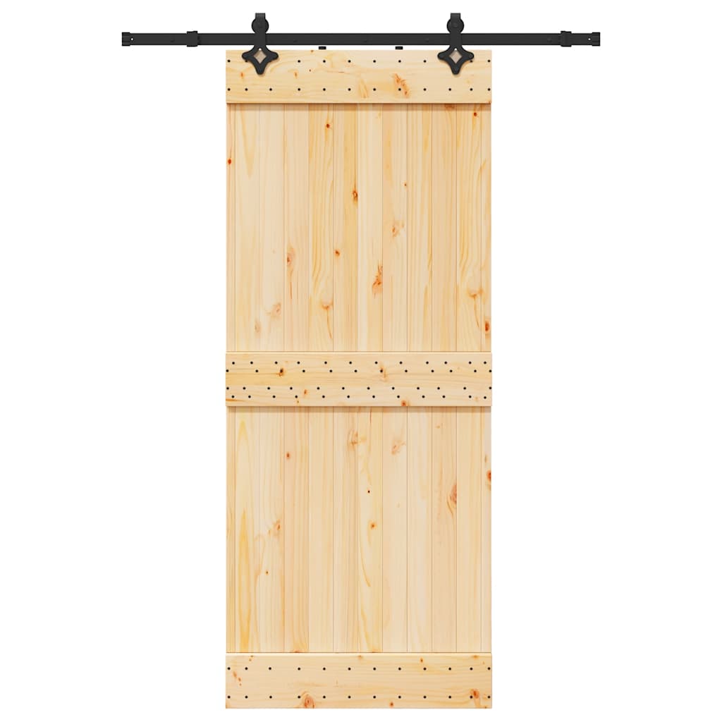 Porta Scorrevole con Set Hardware 85x210 cm Legno Massello Pino 3332678