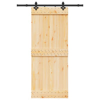 Porta Scorrevole con Set Hardware 85x210 cm Legno Massello Pino 3332678