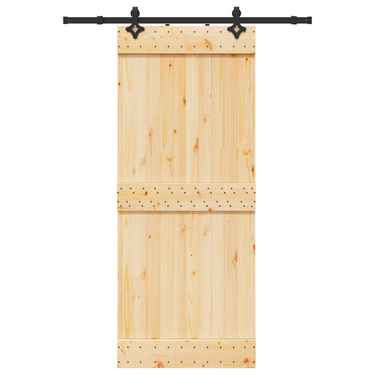 Porta Scorrevole con Set Hardware 85x210 cm Legno Massello Pino 3332678